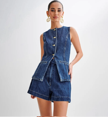 Hailee - Schmeichelhaftes zweiteiliges Set aus Denim