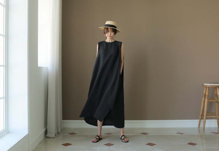Sammie - Langes elegantes Kleid aus Leinen und Baumwolle