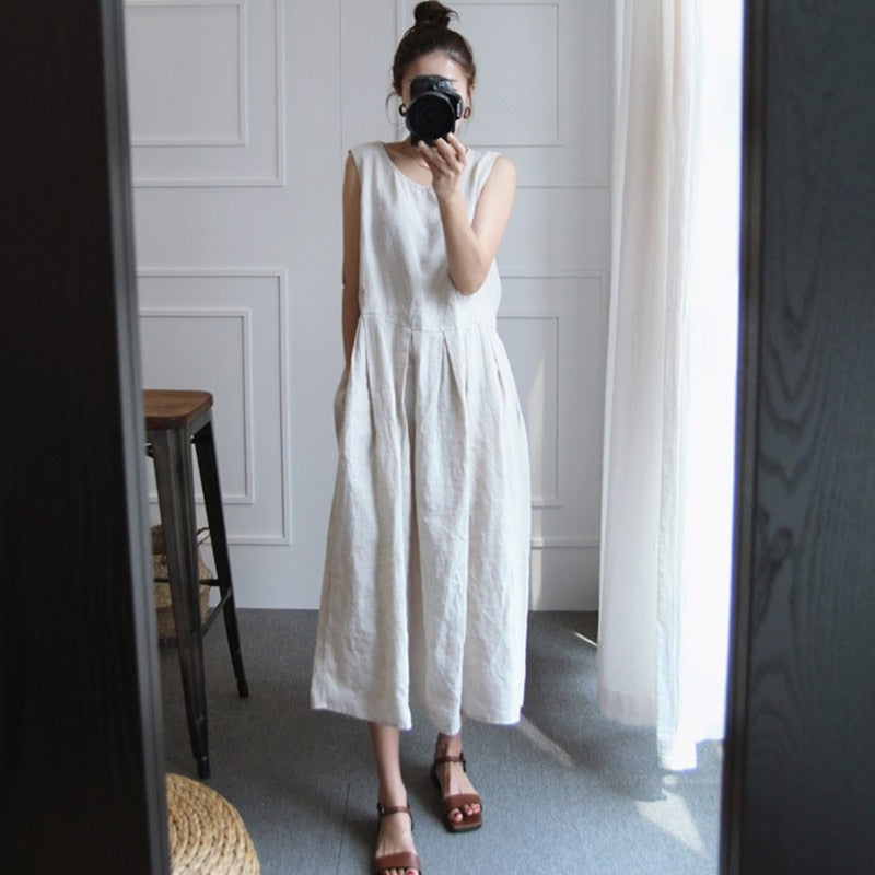Zarina - Ärmelloses Kleid aus Baumwollmischung