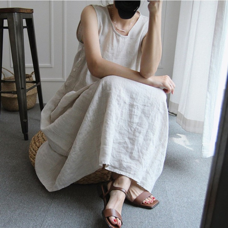 Zarina - Ärmelloses Kleid aus Baumwollmischung