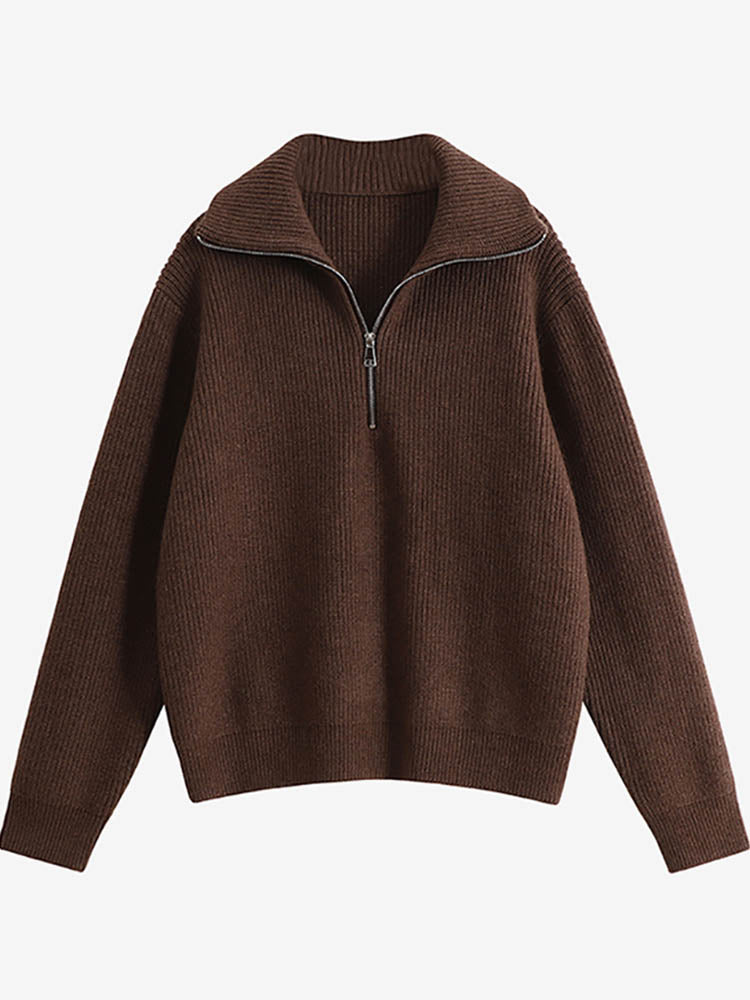 Ivy - Hochgeschlossener Pullover aus Baumwollmischung mit Reißverschluss