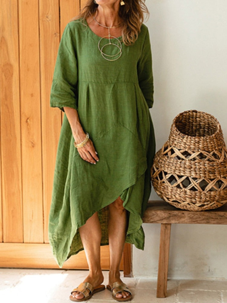 Katrin - Fließendes Kleid aus Baumwolle und Leinen