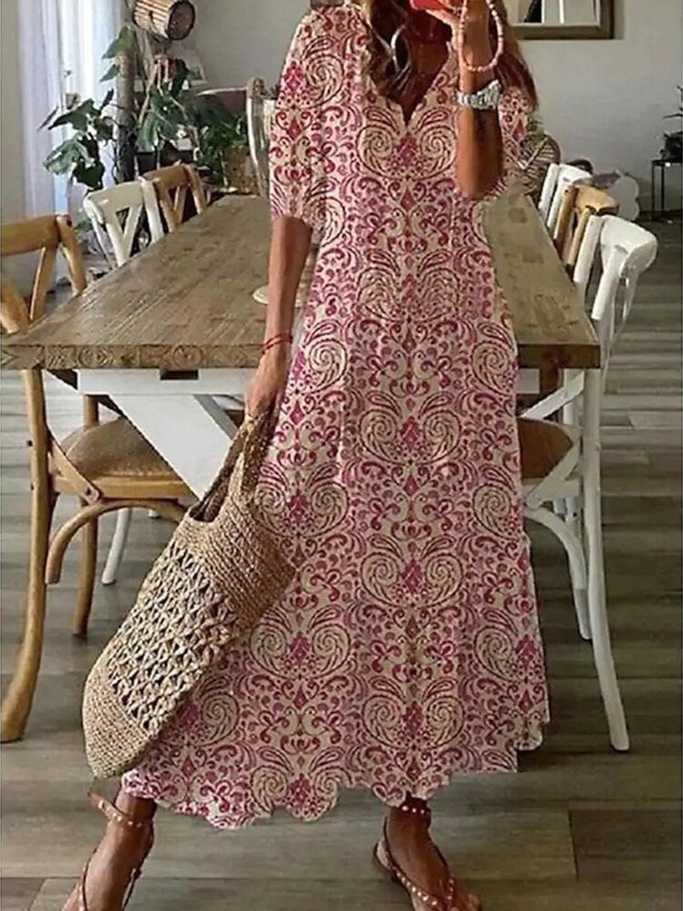 Samantha - Ausgestelltes Kleid aus Baumwoll-Leinen-Mix